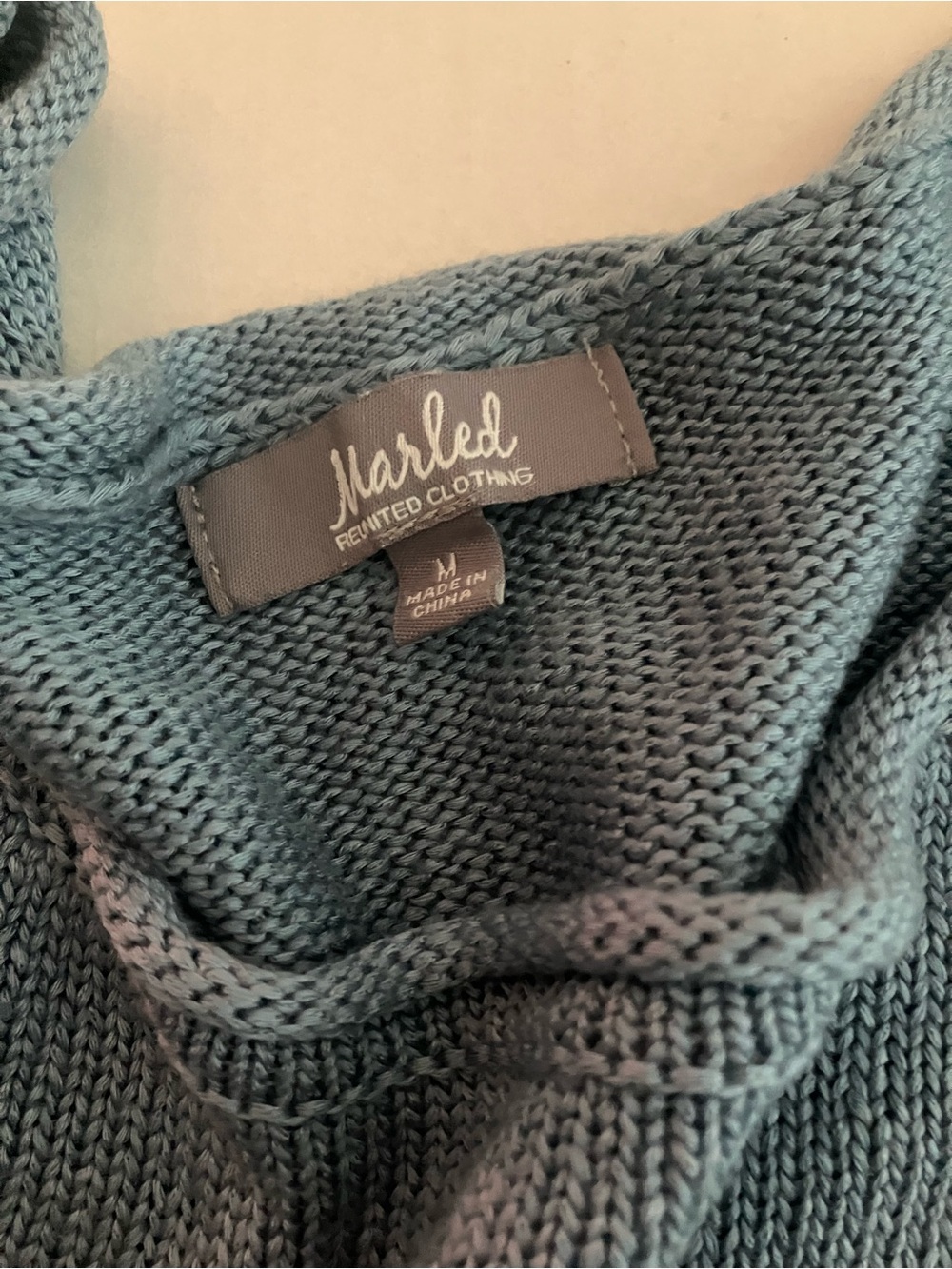 BEACH Knit Sweater Pullover in Seafoam with White Lettering - Picture 4 of 7